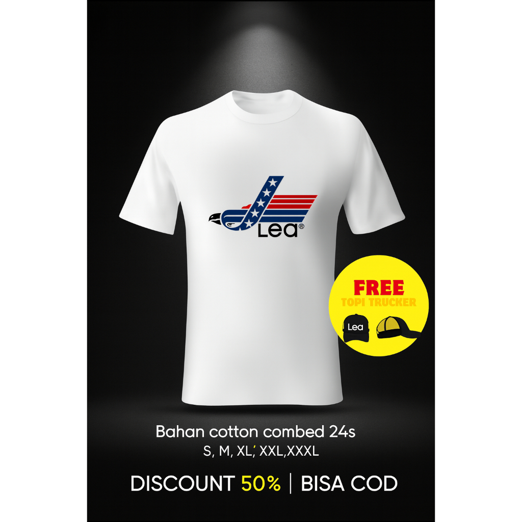 Kaos Lea Original Cotton Combed 24s – Lengan  Pendek | Free Topi | COD | Free Ongkir