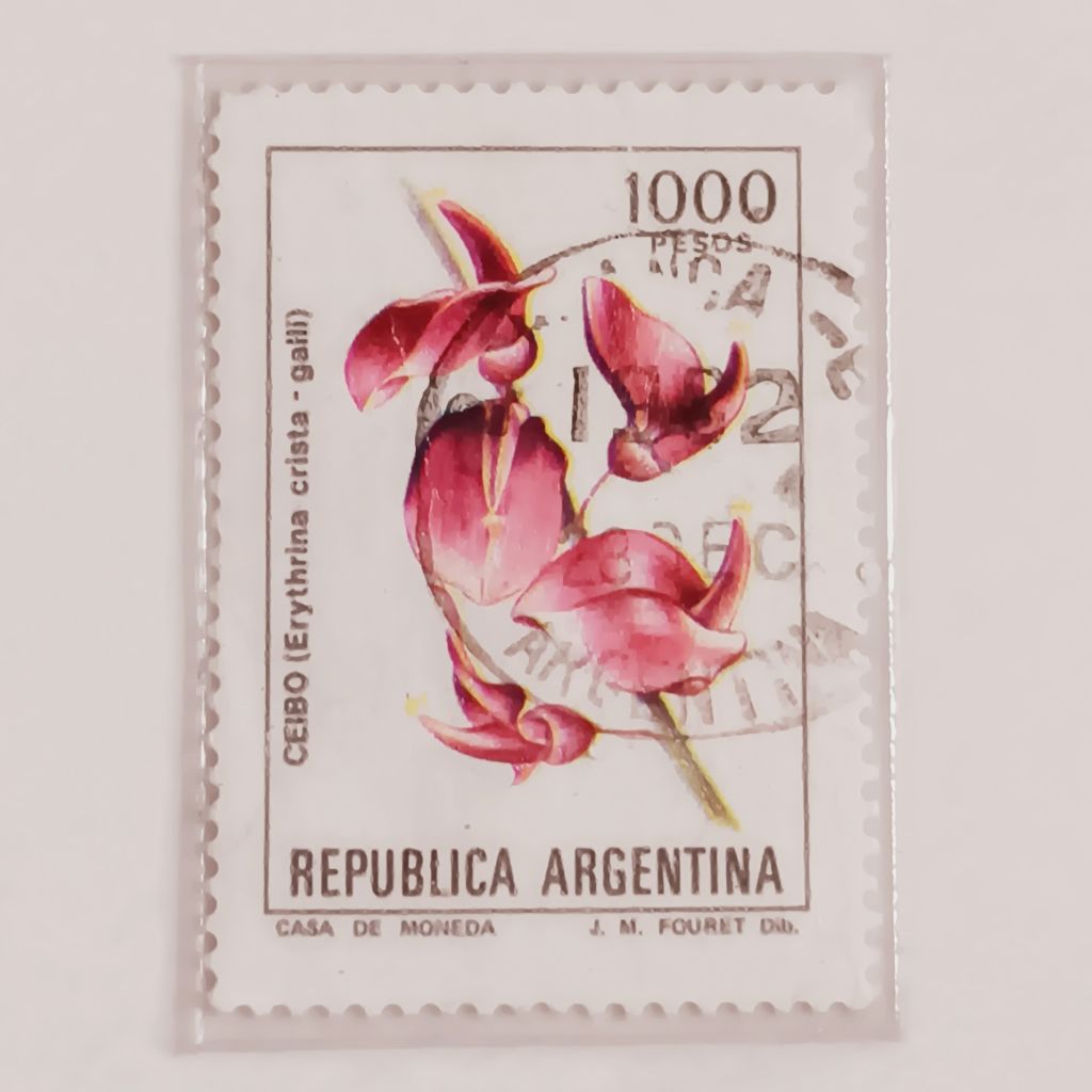 

(AD) Perangko Argentina 1982 Flowers - Peso ley - Ceibo (Erythrina crista-galli) - Phosphor 1.000 peso ley Used