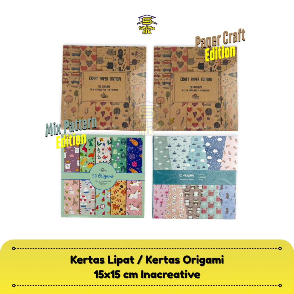 

Kertas Lipat / Kertas Origami Craft / Mix Pattern 15x15 cm Inacreative