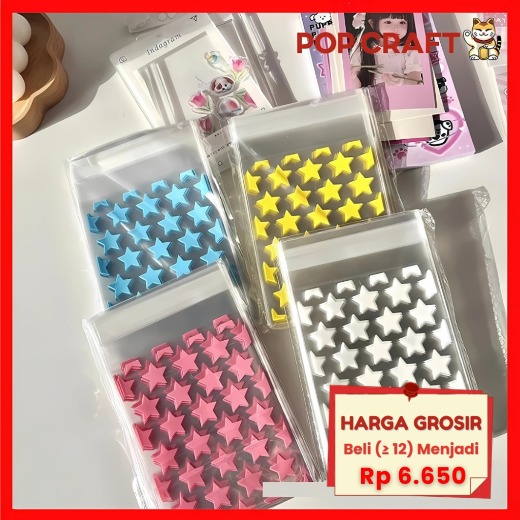 

PC 50 Lembar 8X10 CM Plastik Bening Packing Aksesoris Polaroid Kartu Kpop Pokemon Card Motif Bintang