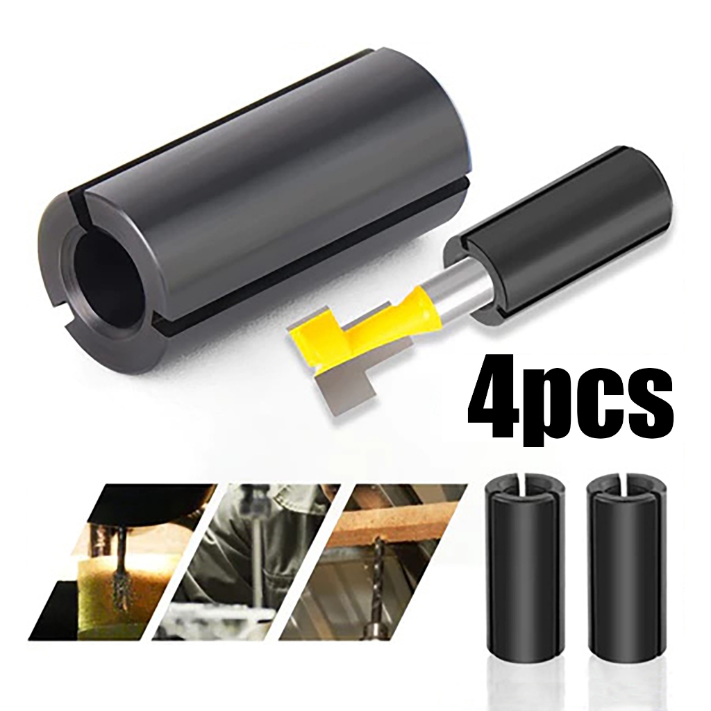 4pcs/Set Chuck Collet Sleeve 12,7mm Adapter Mesin Router Adapter Collet Adaptor Router Chuck Collet 