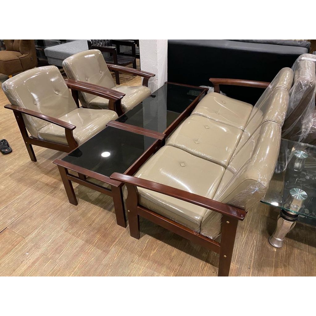 Sofa kayu asli 1 set Aprilia Sofa set Ligna sofa minimalis Kursi tamu kayu