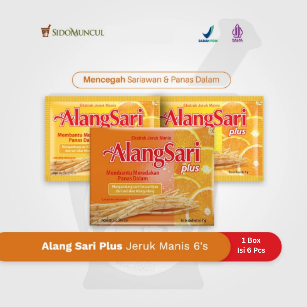 

Alang Sari Plus Jeruk Manis Isi 6 Sachet - Mencegah Sariawan & Panas Dalam