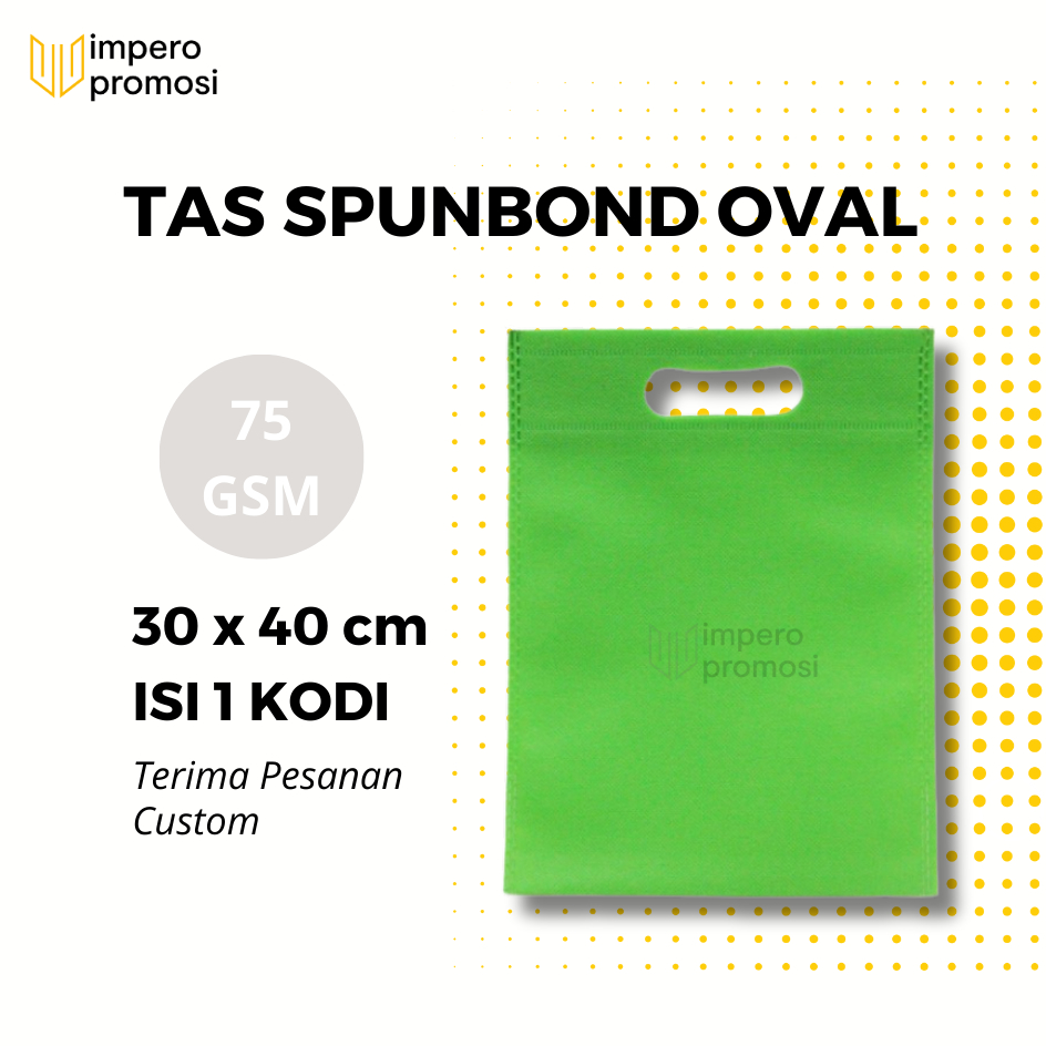 

Impero - GOODIE BAG SPUNBOND OVAL 30x40 / Harga Satuan / Warna Hijau Muda / Kantong Belanja Souvenir