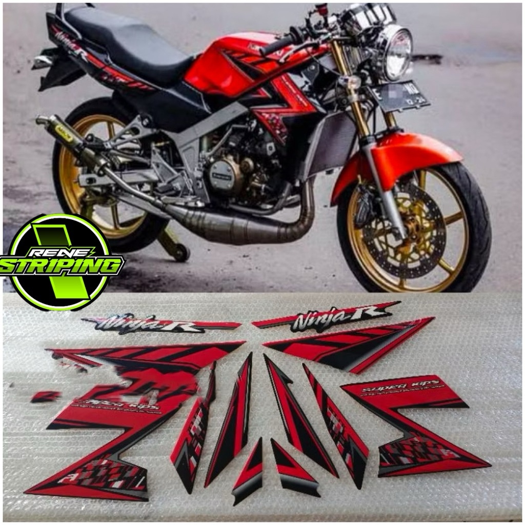 sticker stiker striping lis les polet standar ori kawasaki ninja r 2014 2015 glossy metalik merah