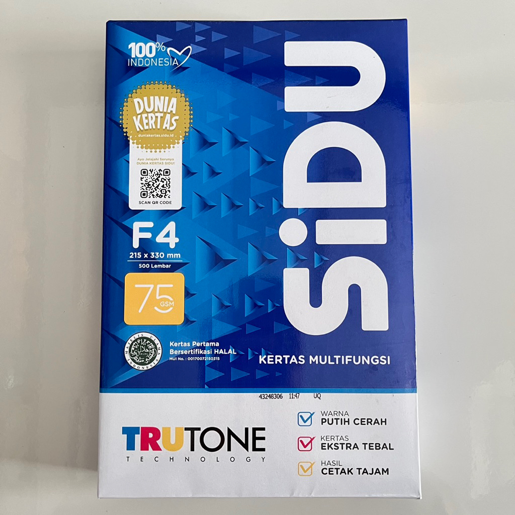 KERTAS HVS F4 75 SIDU (1 RIM)