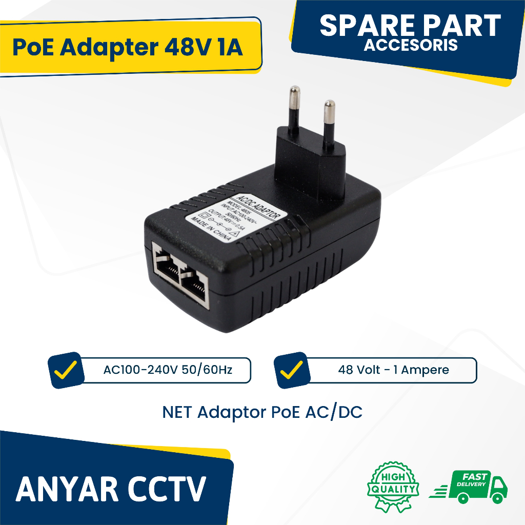 Adaptor POE DC 48V - 1A Power Supply || Adaptor Power Supply 48V POE