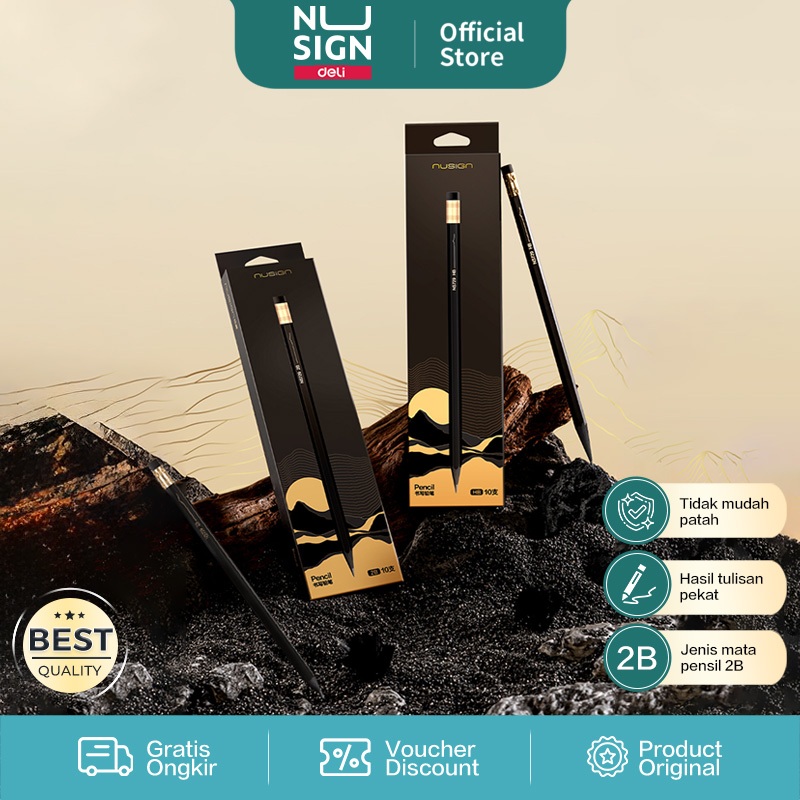 

Nusign Pencil / Pencil Premium / Pensil Kayu Golden Peak Minimalis 2B / HB NS729