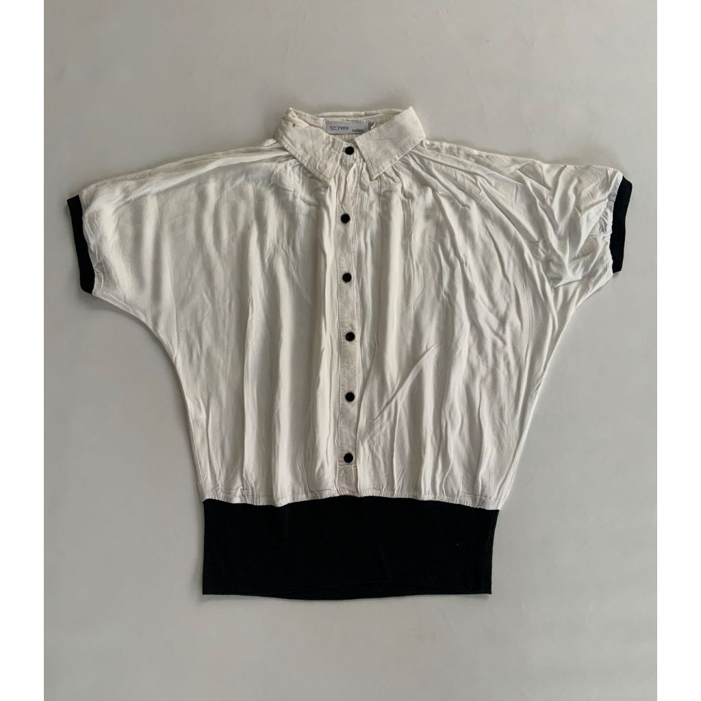 ST.YVES LADIES Kemeja Lengan Pendek Putih Hitam 071
