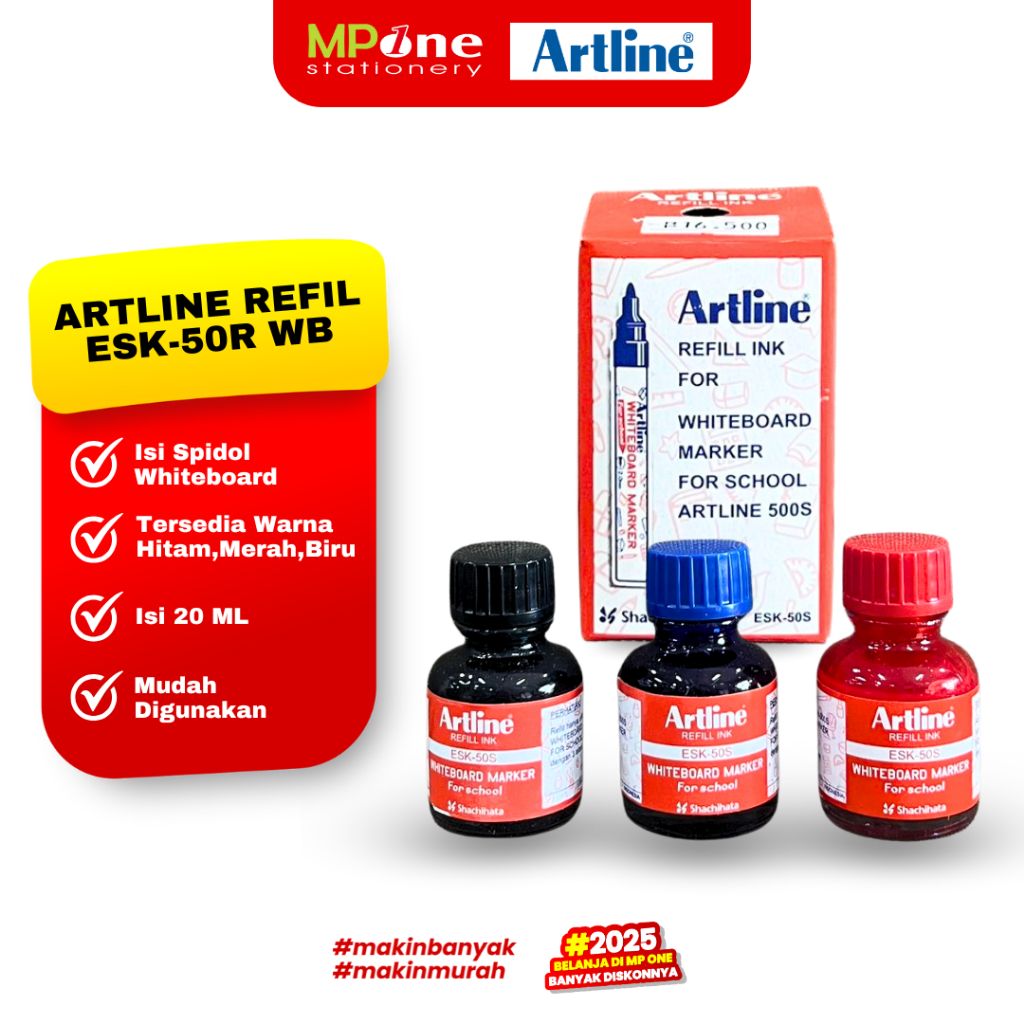 

Artline Isi Ulang Tinta Spidol Non Permanen / Refill Tinta Spidol Whiteboard Artline Hitam/Merah/Biru