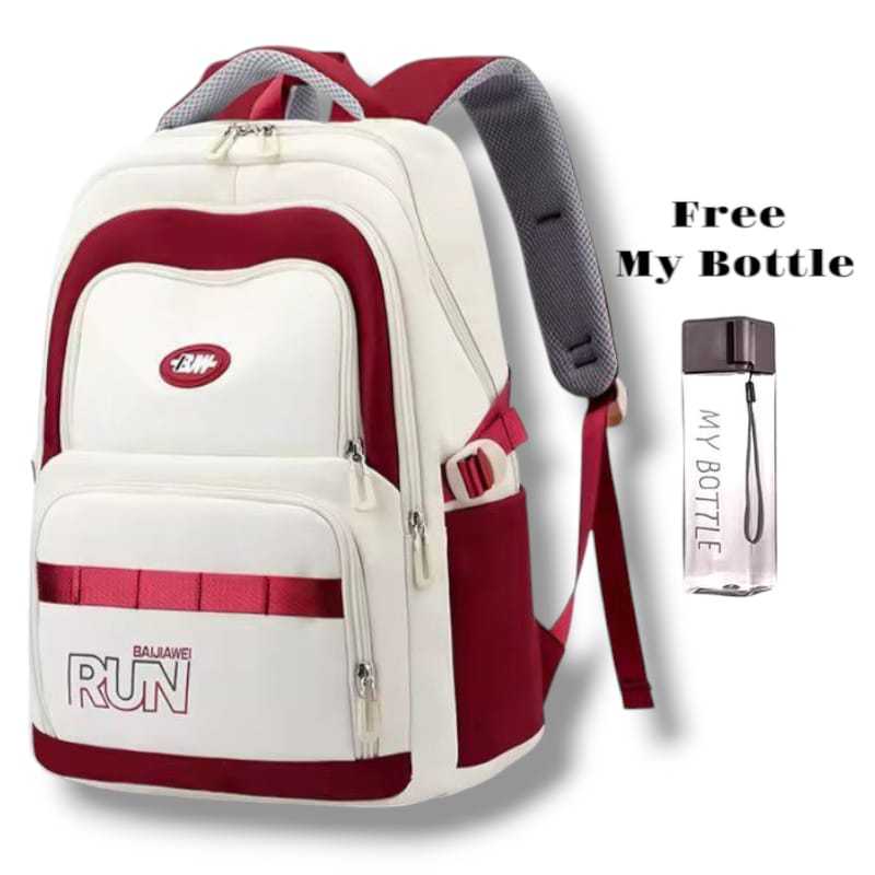 Ransel sekolah anak laki-laki dan perempuan SD SMP SMA free botol-Tas sekolah anak aesthetic-Tas sek
