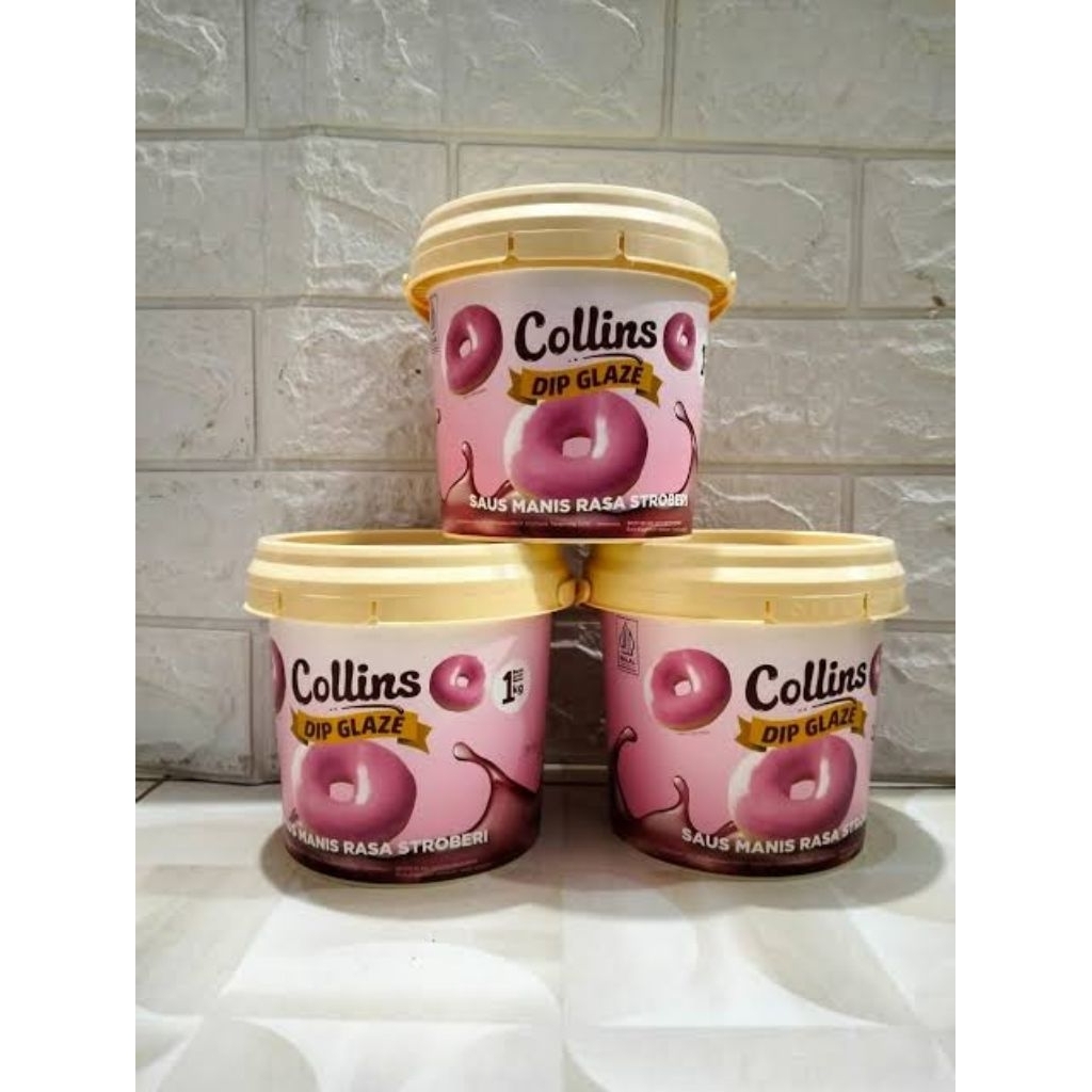 

glaze Collins strawberi pail/kemasan 1kg ORI pabrik