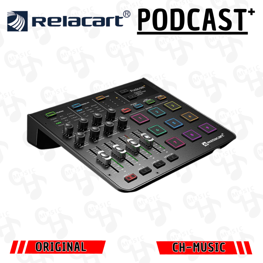 Relacart Podcast+ Audio Interface Audio Mixer Microphone Interface for Podcasting Studio