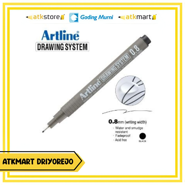 

ARTLINE Drawing System EK-238 0.8MM Black – Spidol Teknik / Drawing Pen Hitam