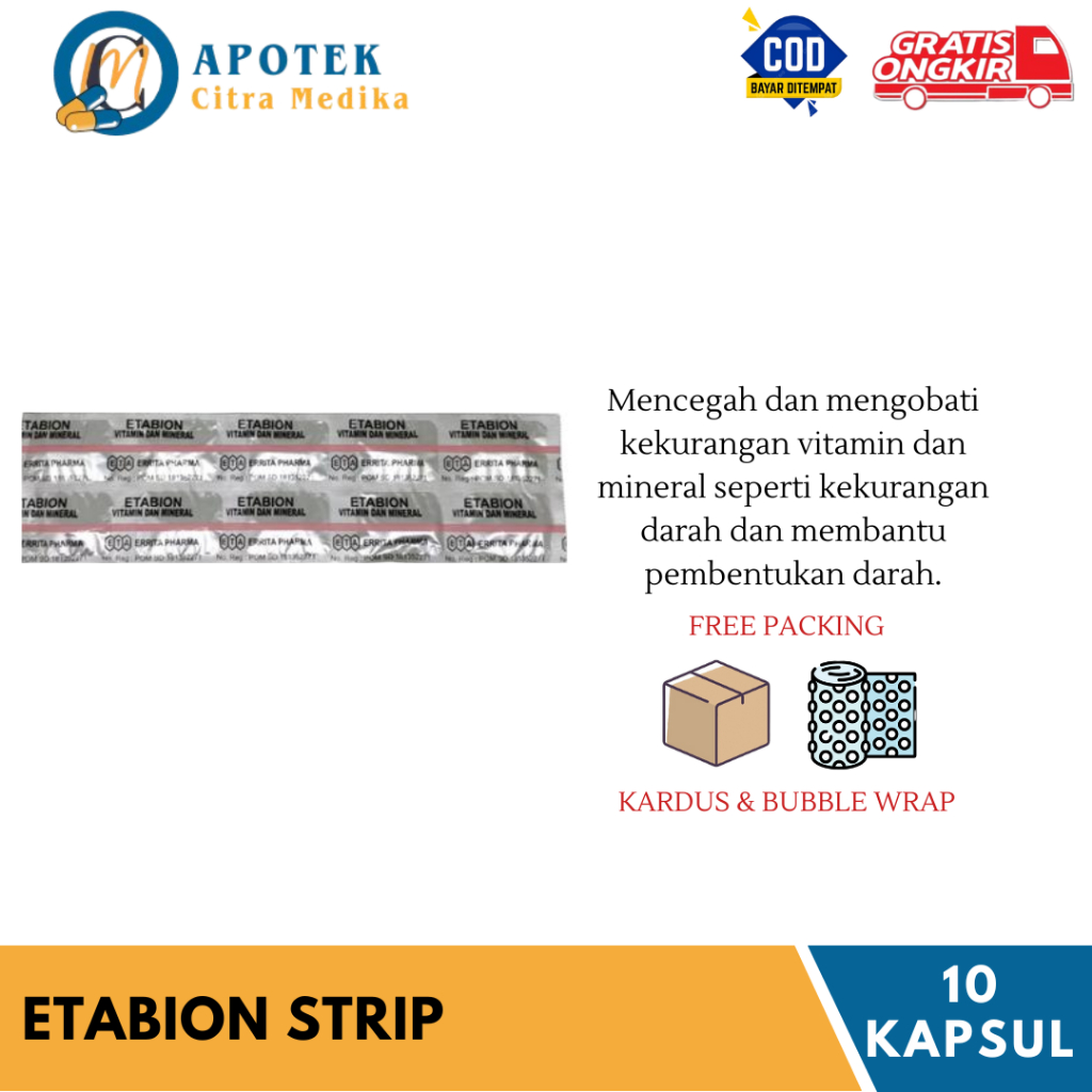 ETABION (1 STRIP ISI 10 KAPSUL) - OBAT PENAMBAH DARAH AMAN UNTUK BUMIL