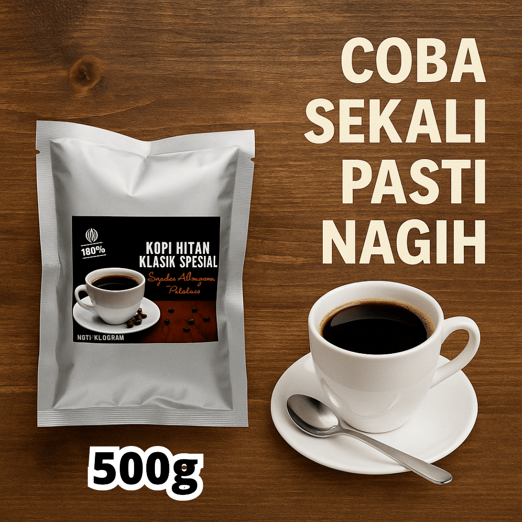 

Kopi Hitam Bubuk Robusta Spesial Instan Coffee Tubruk 500g