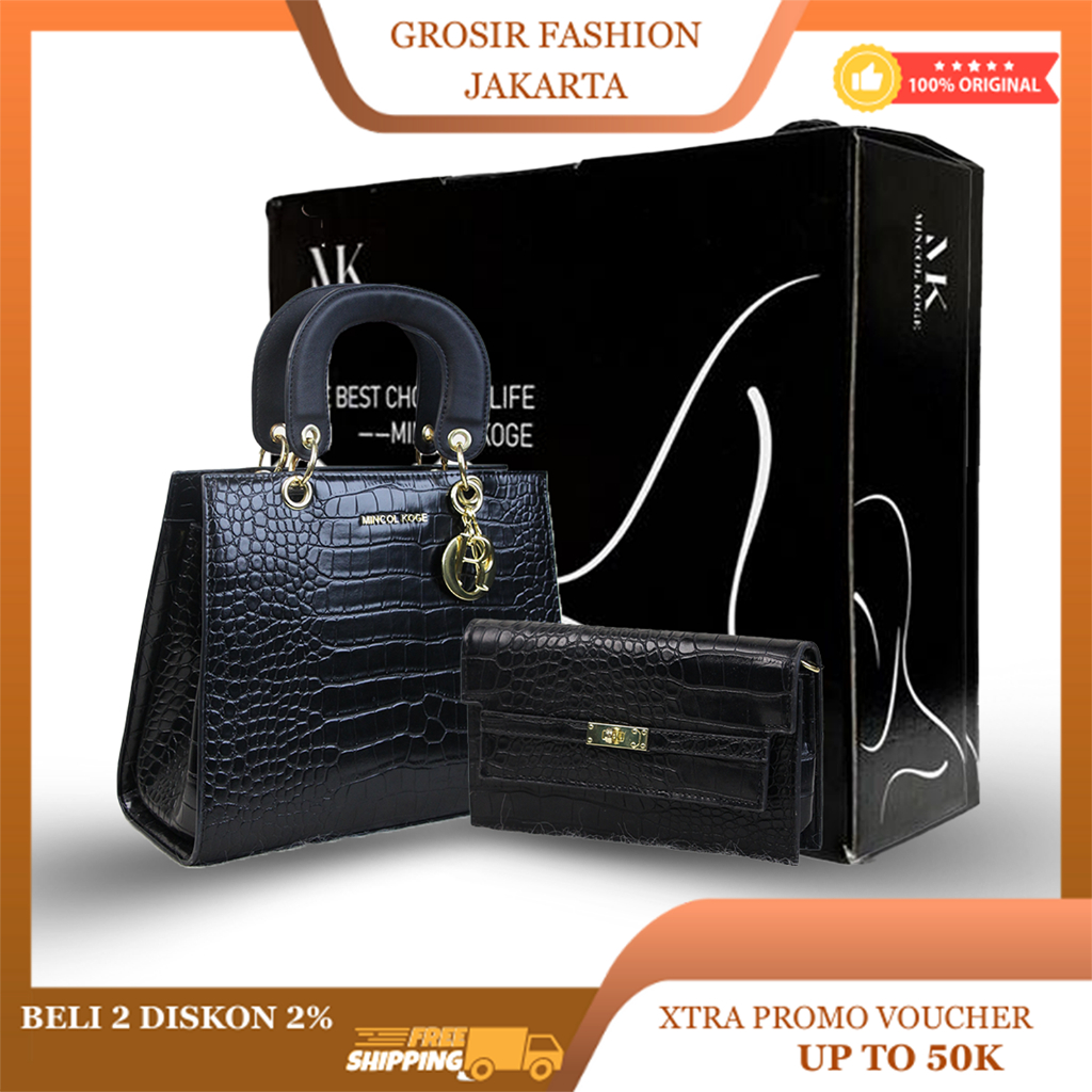 [FREE BOX] MK PRO Tas Fashion Wanita Tas Selempang Wanita Slingbag Wanita Gift Set 3 In 1