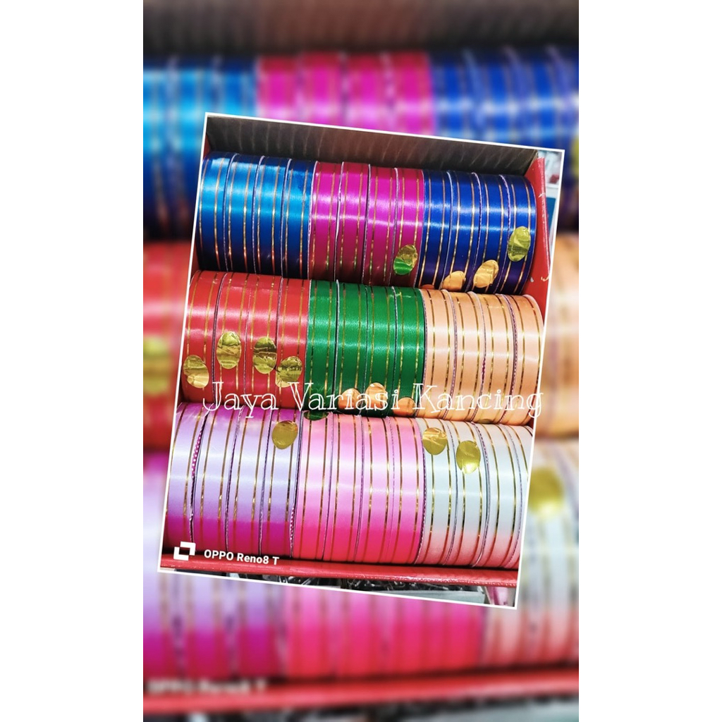 

(Per rol)Pita Kado Kecil 3/4" List emas Plastik Brand DeParcel Ribbon 2cm Ribbon Pita Jepang 2 cm