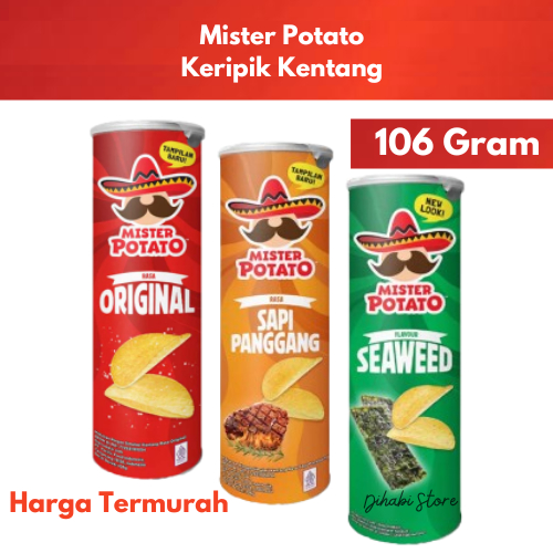 

Mister Potato Chips Snack Keripik Kentang 106 Gram Original , Sapi Panggang , Seaweed Cemilan