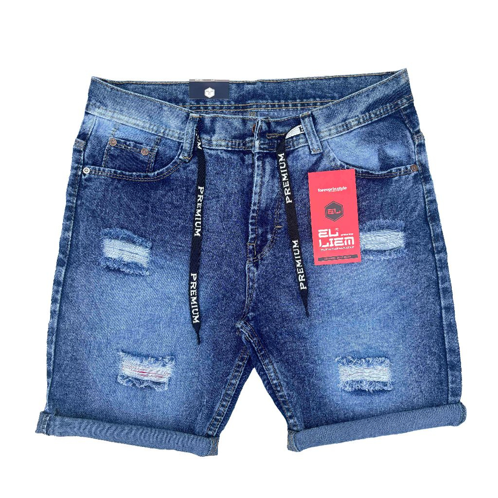 pendek jeans pendek sobek snow pria