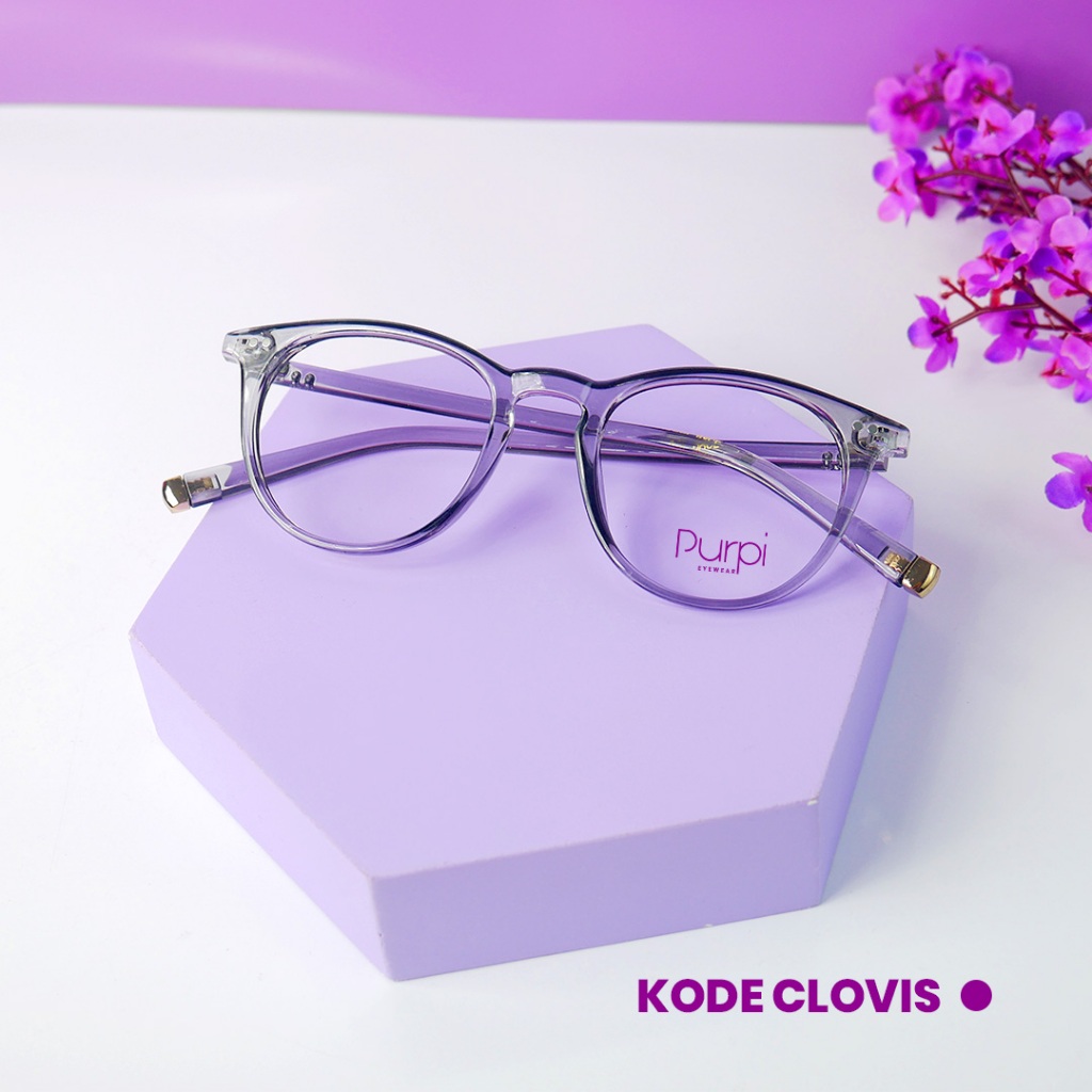 Frame Kacamata Wanita CLOVIS Lensa Minus Photocromic Photochromic Anti Radiasi Blueray Bluecromic