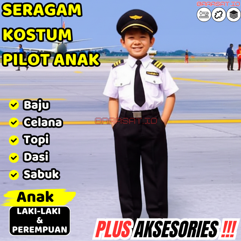 Baju Lengkap Perayaan Hari Kartini Fashion Show Pilot Anak Full Aksesories Untuk Anak Laki Perempuan