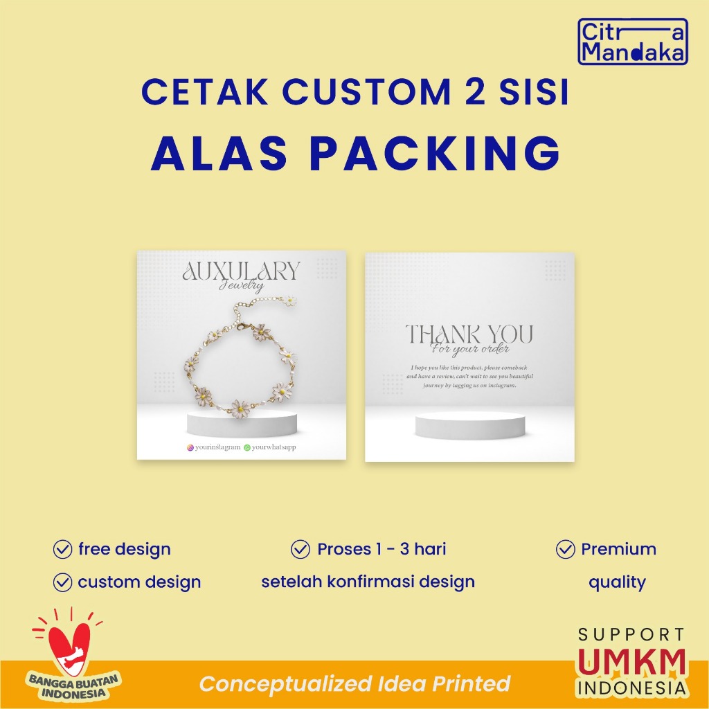 

Alas Packing Custom 2 Sisi Tempat Aksesoris Free Design