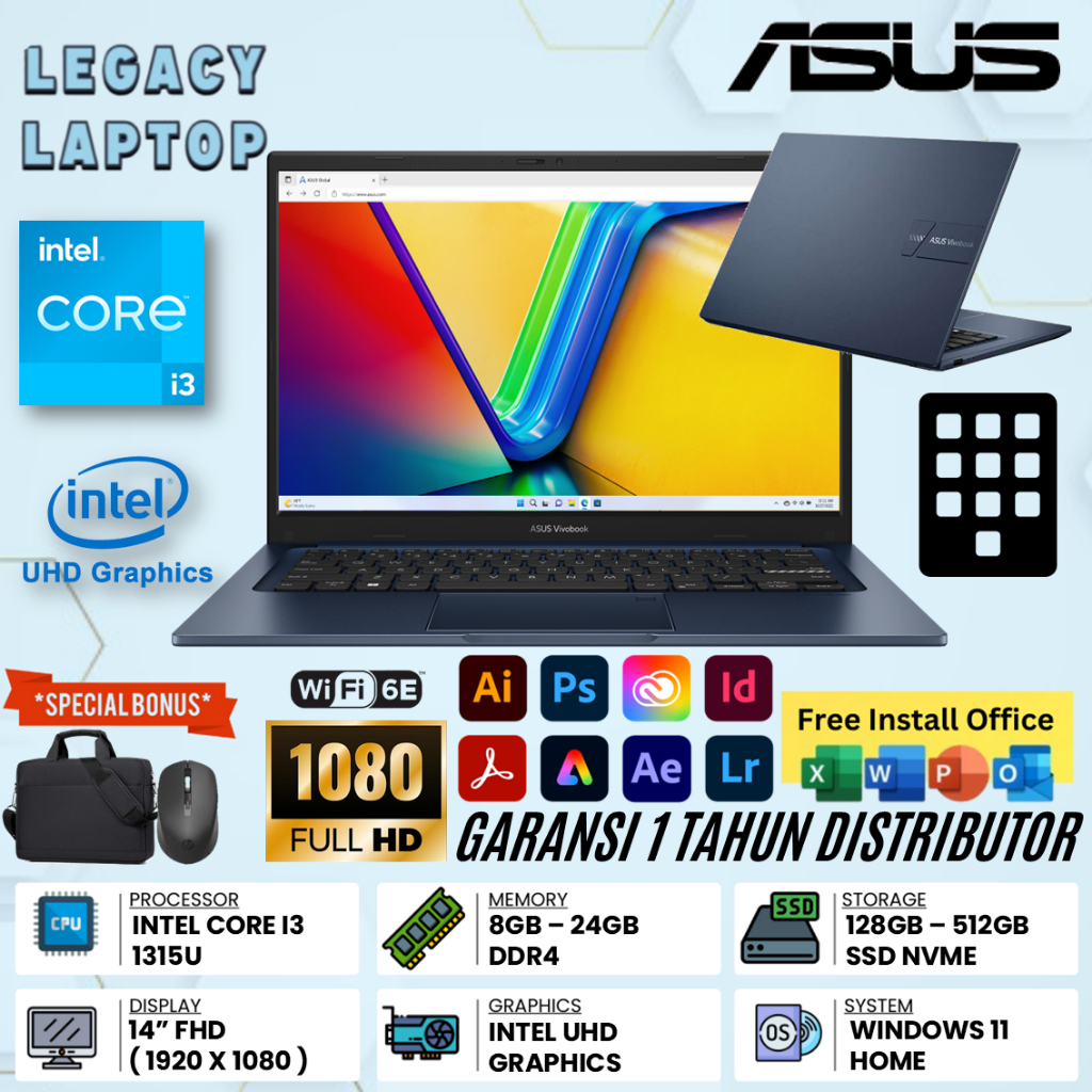 Laptop Asus Vivobook 14 X1404VA Intel Core i3 1315U