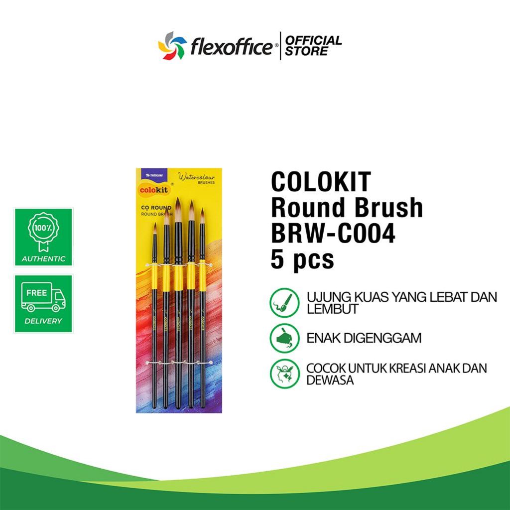 

COLOKIT ROUND BRUSH BRW-C004 5 pcs kuas melukis mudah dipakai lembut akrilik cat air