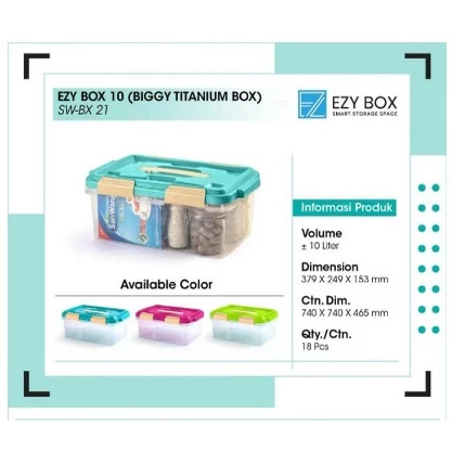 EZY BOX 10LITER, 15 LITER, 30 LITER WADAH PENYIMPANA SERBAGUNA KOTAK SERBAGUNA