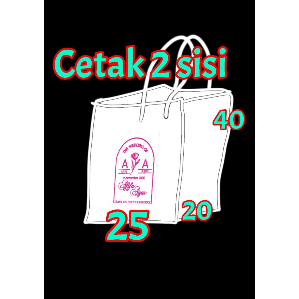 

paper bag putih 25 x 20 x 40 cetak 2 sisi