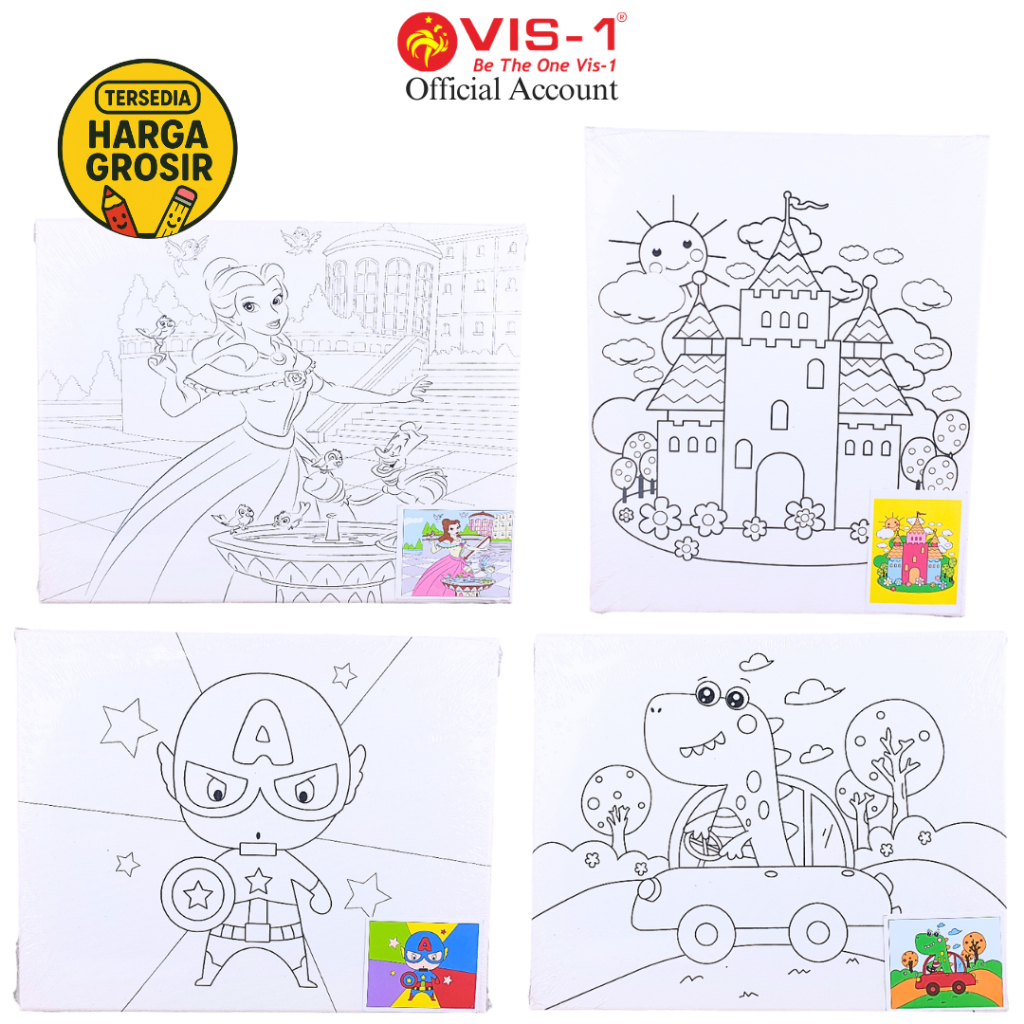 

VIS-1 - Canvas Set ukuran 24 x 30 cm (Dapat Kuas & Cat) / Media Lukis / Melukis / Kanvas Set