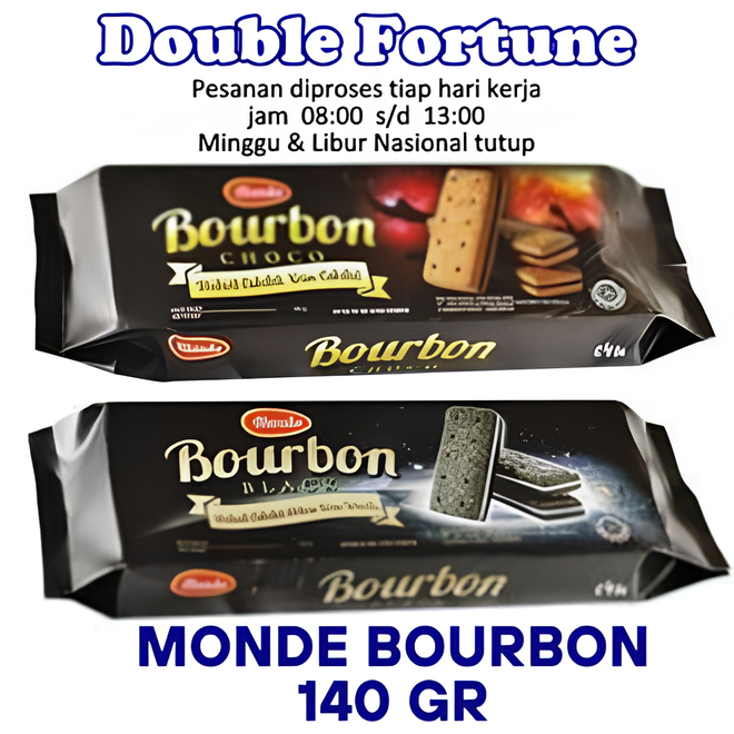 

MONDE BOURBON BISKUIT CHOCO LAPIS COKELAT / BLACK LAPIS KRIM VANILLA 140gr