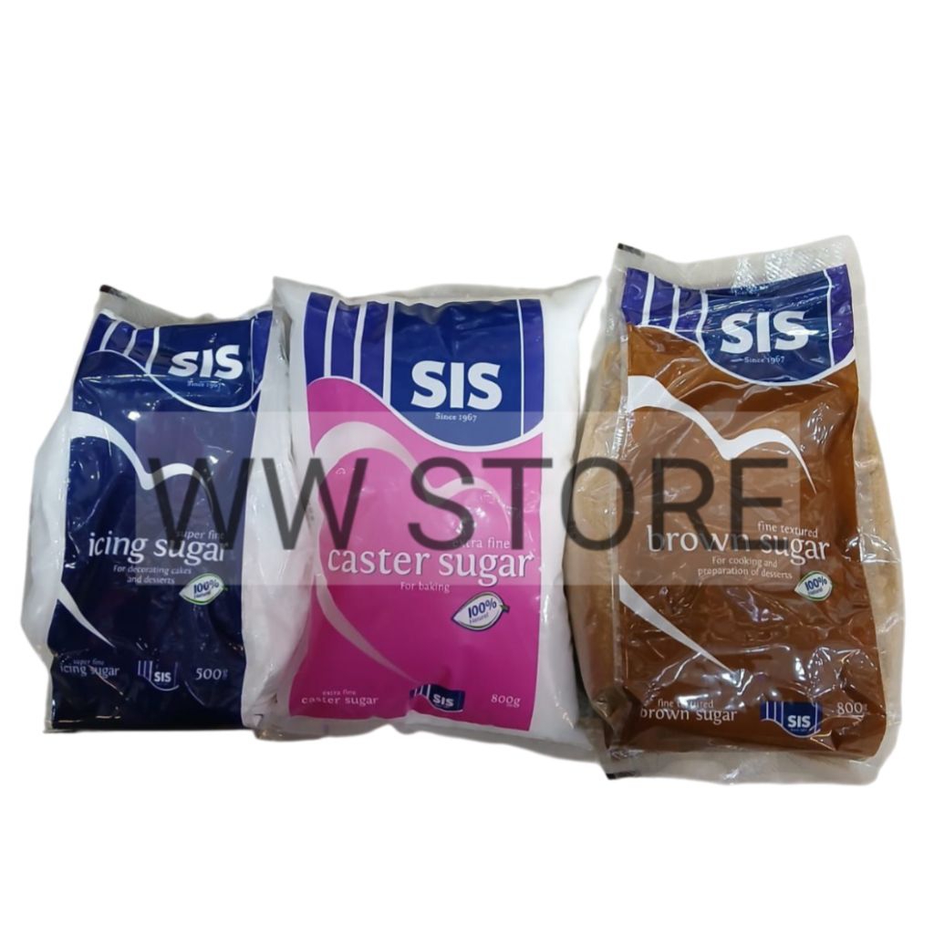 

Gula SIS Super Fine Icing Sugar 500g / Extra Fine Caster Sugar 800g / Fine Textured Brown Sugar 800g