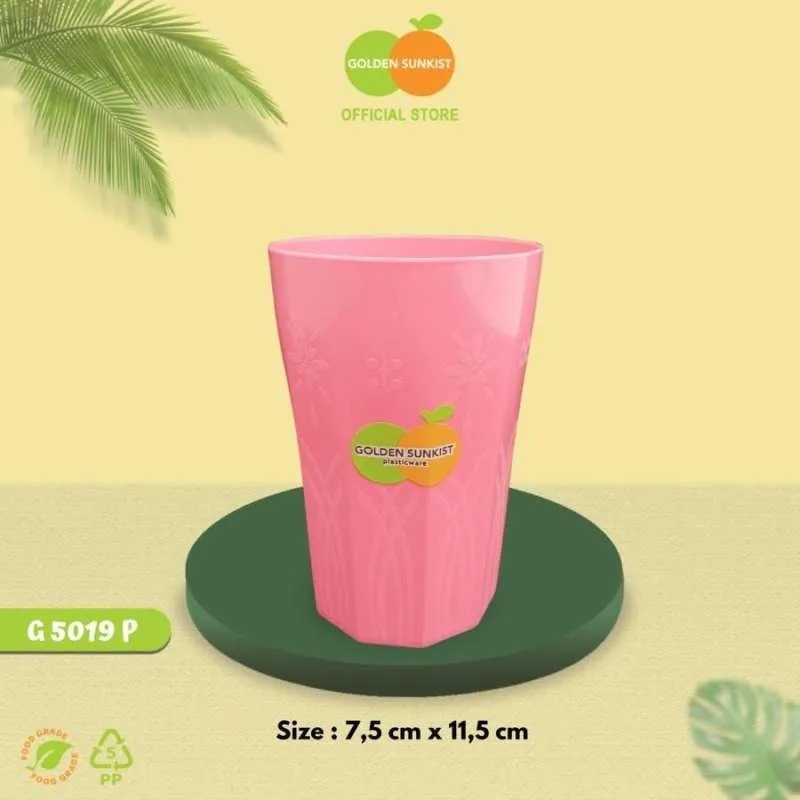 3PCS GELAS MINUM PINK GOLDEN SUNKIST ( G 5019 Pi ) / Gelas Golden Sunkist