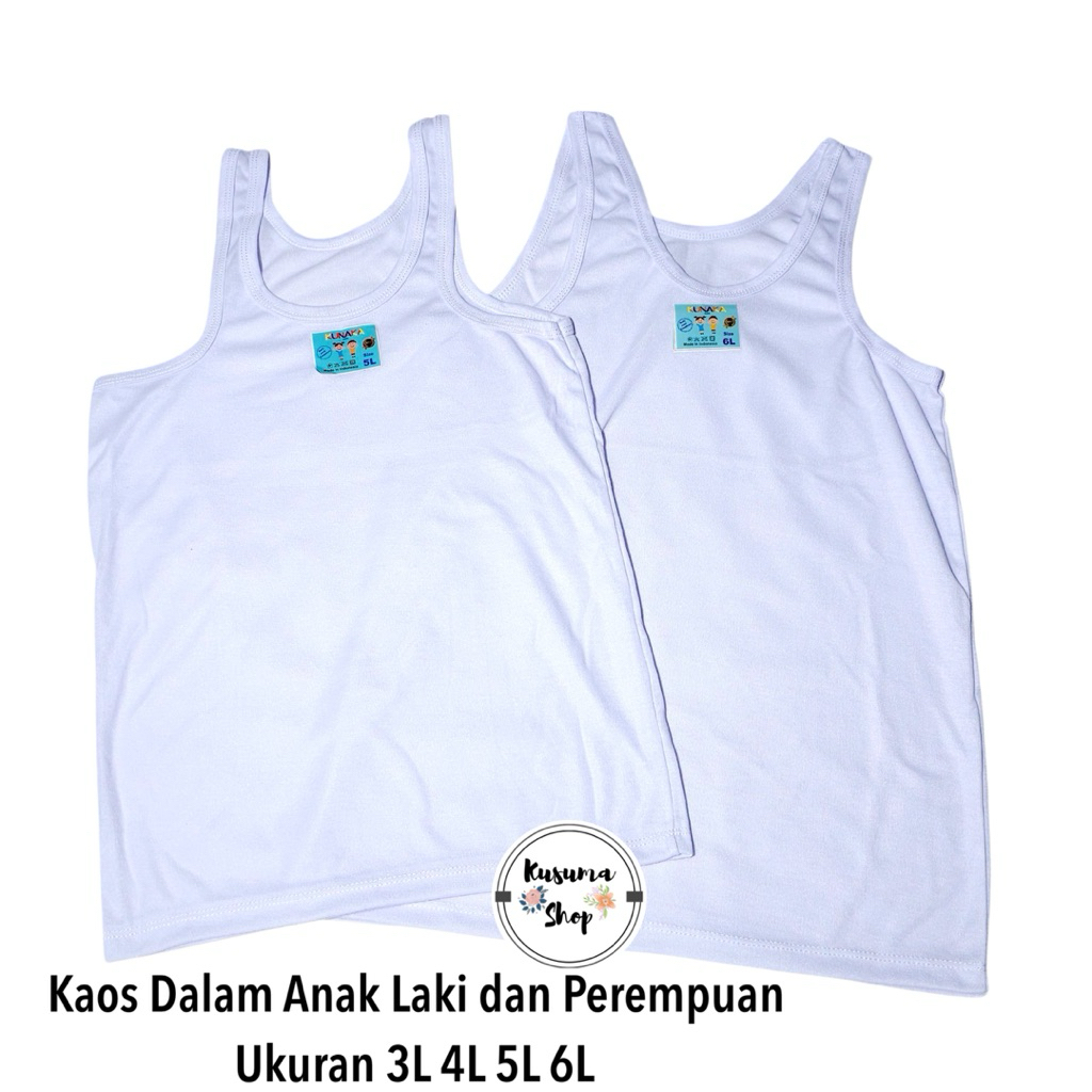 (1pcs) Kunaka - Kaos Singlet Kaos Dalam Anak Laki dan Perempuan ukuran tanggung usia 7-14tahun