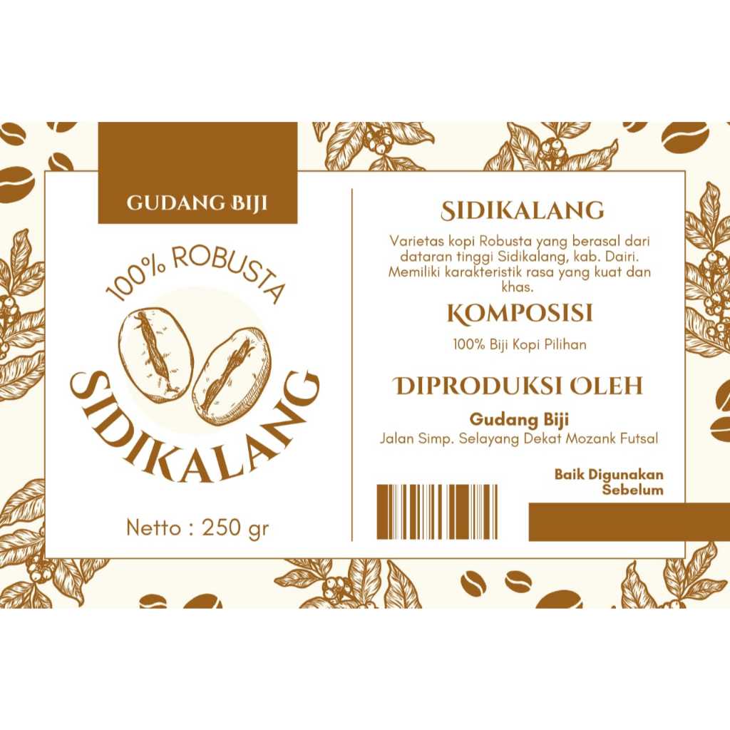 

Kopi Robusta Sidikalang 100% Biji Pilihan Medium Dark Bubuk 250gr