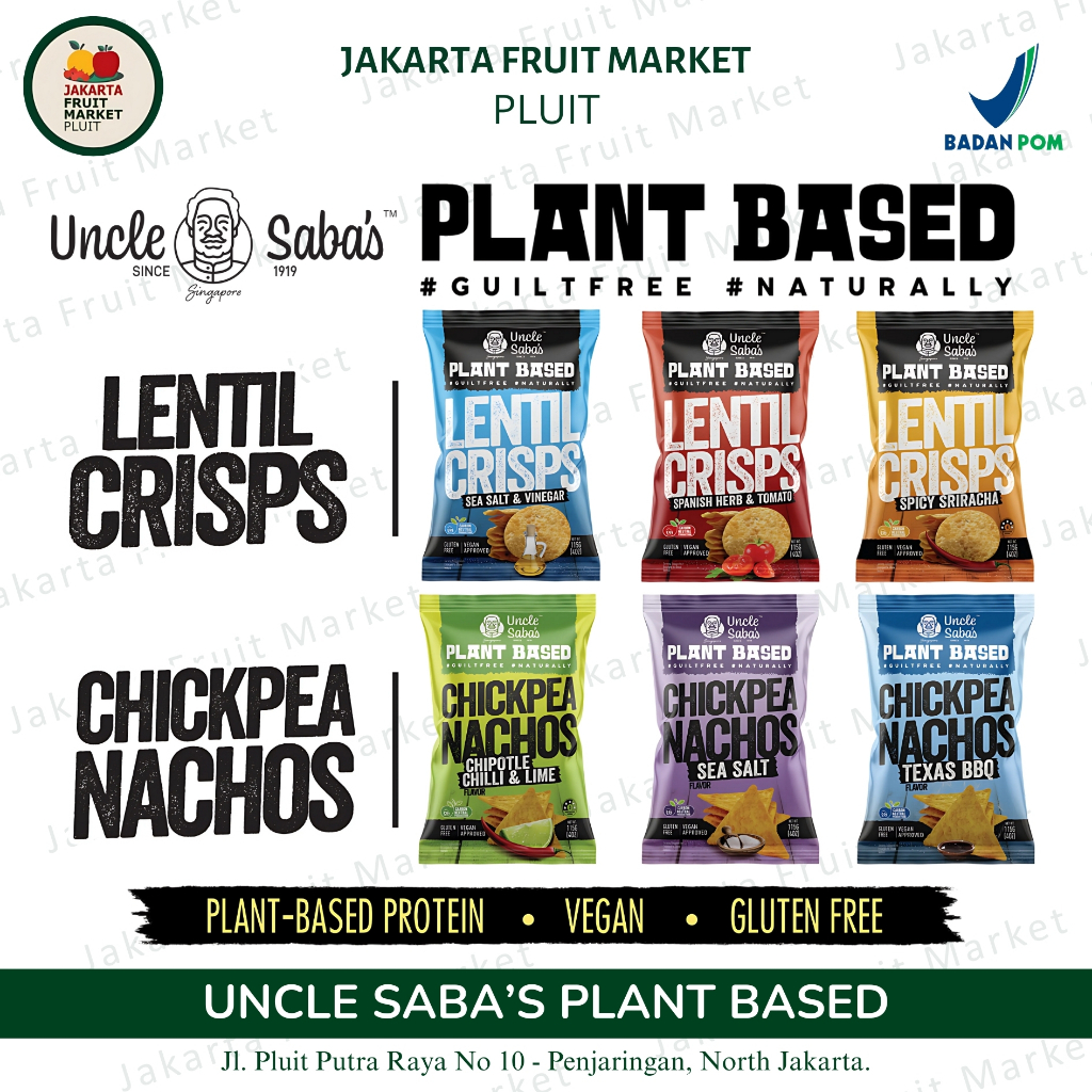 

Uncle Saba's Kripik Chickpea Snack Lentil Crisps & Chickpea Nachos Plant Based Protein Vegan Gluten Free Jakarta Fruit Market
