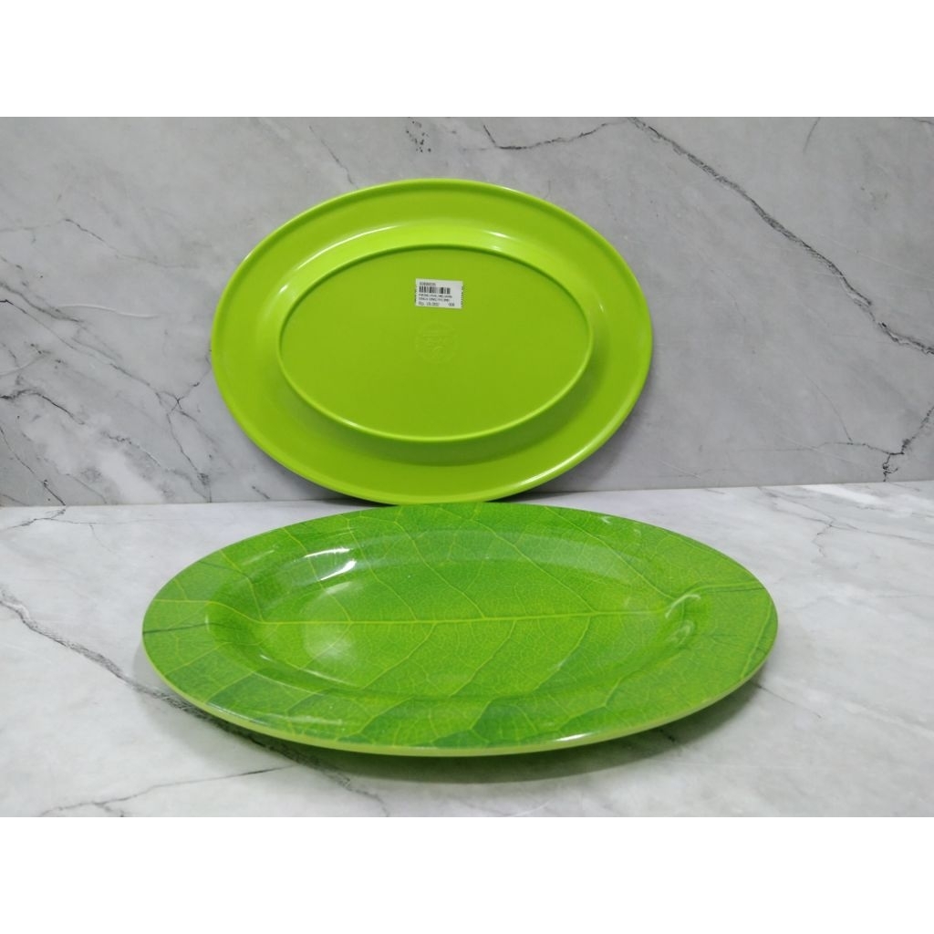 PIRING OVAL MELAMIN SINGA SINGI PV-12 DAUN / PIRING LAUK / PIRING MELAMIN - SINGA SINGI