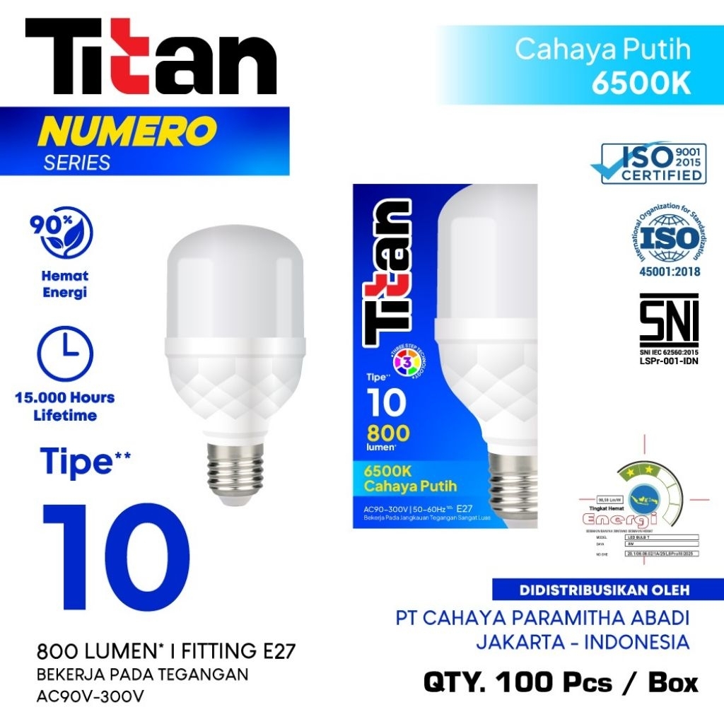 Led Titan Numero 10 Watt Kapsul T Bulb - Lampu Ligera Platinum 10 W Capsule Bohlam Led Putih