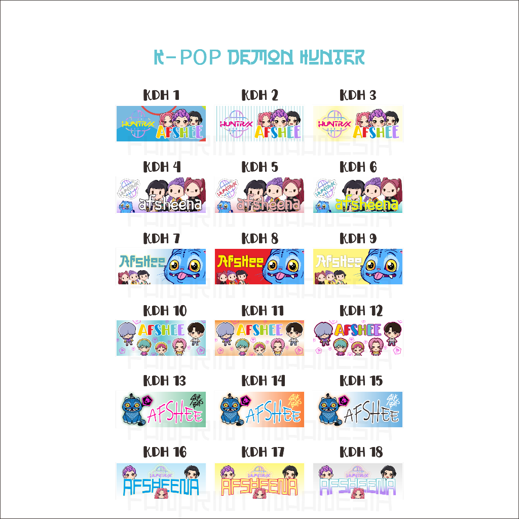 

KPop Demon Hunters Sticker Nama Custom Stiker Vinyl Label Premium Waterproof Karakter Lucu Laminasi