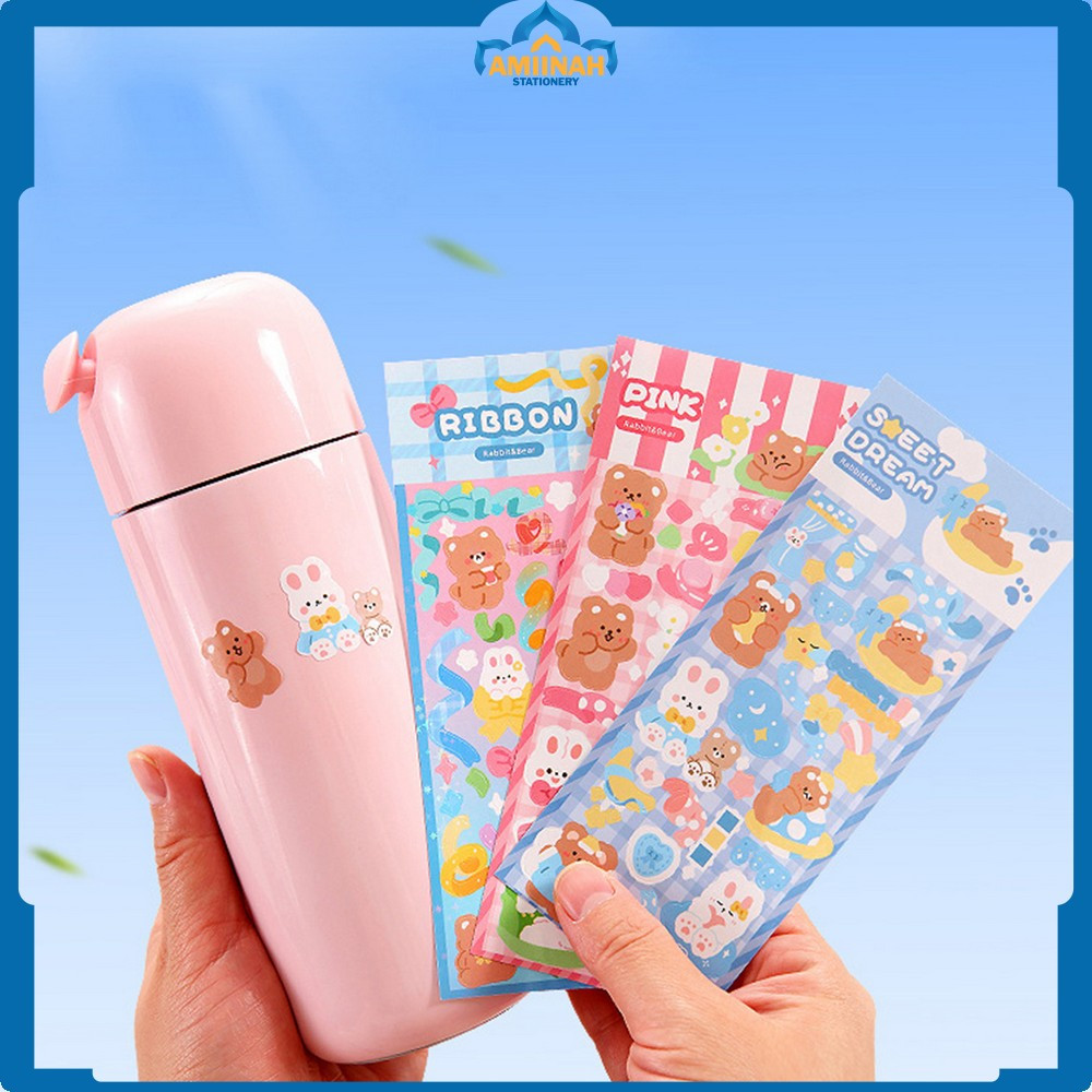 

Stiker Motif Anti Air Cute Hologram Decoration / Stiker Beruang Kelinci / Sticker Waterproof Kartun Bear Rabbit Korea Amiinah Stationery C1107