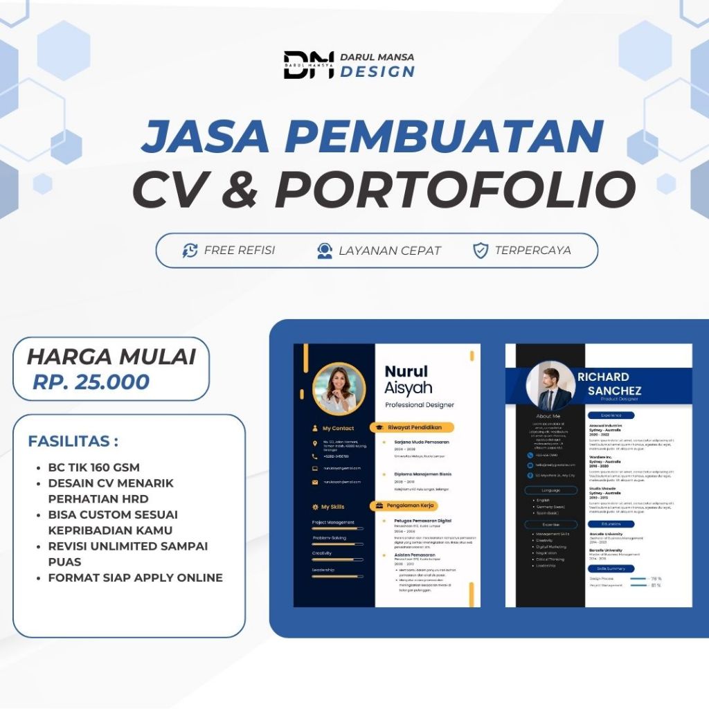 Jasa Desain CV & Portofolio Profesional | Siap Apply Online