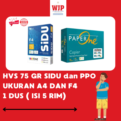 

KERTAS HVS 75 GR A4 PAPERONE & F4 MERK SIDU 1 DUS ( 5 RIM)