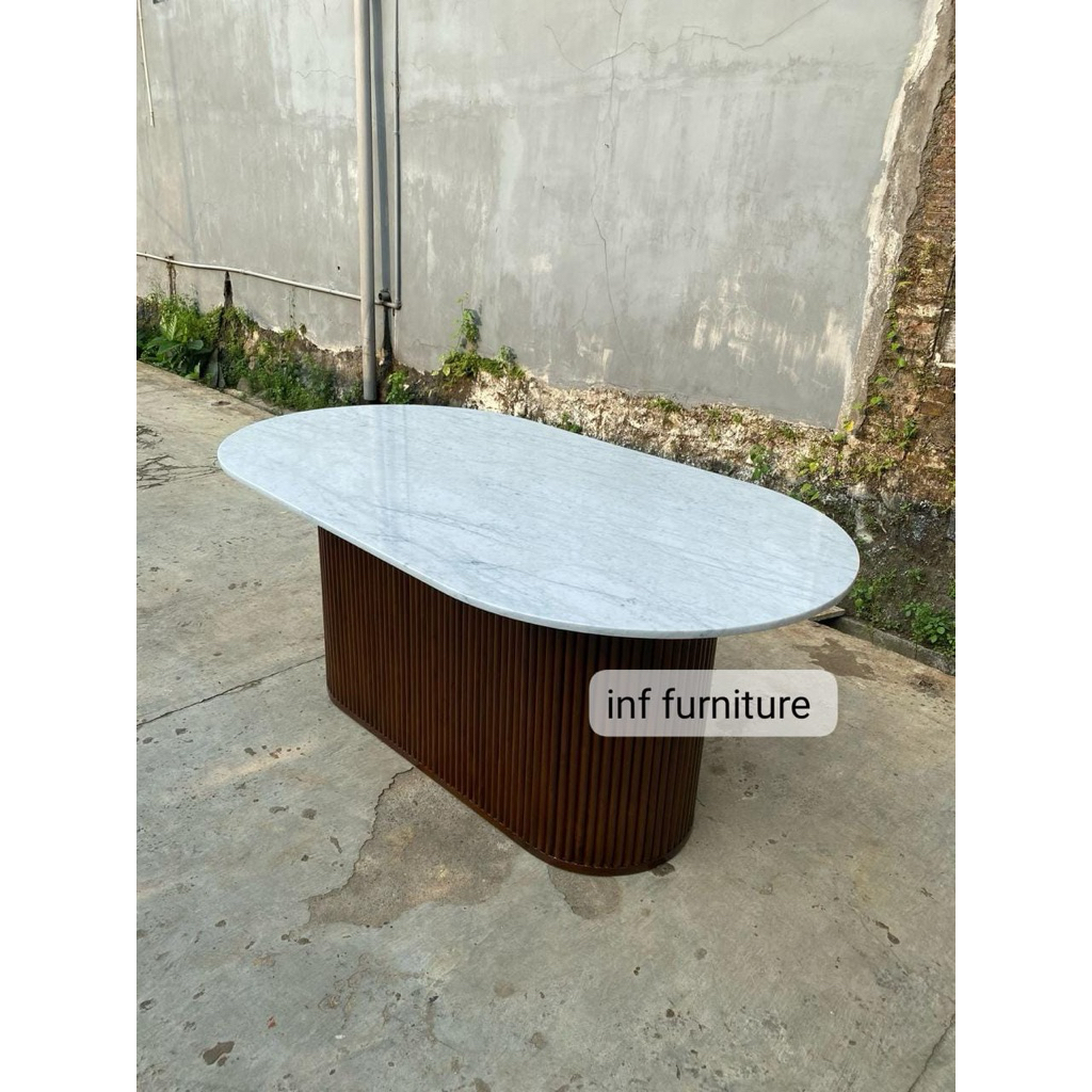 meja makan marmer asli meja makan oval top marmer