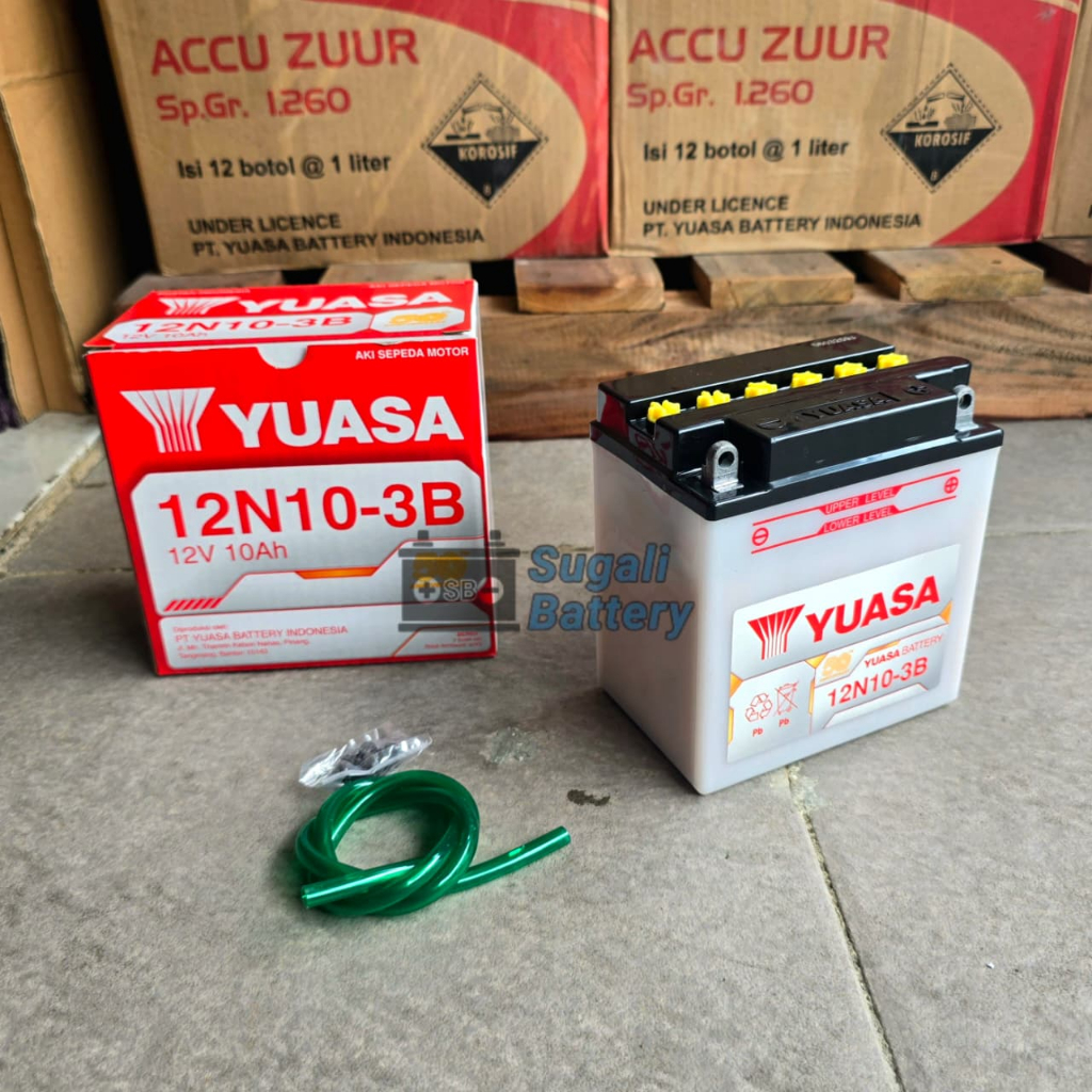Aki Motor YUASA 12N10-3B Aki Basah 12 Volt 10Ah ORIGINAL YUASA BATTERY