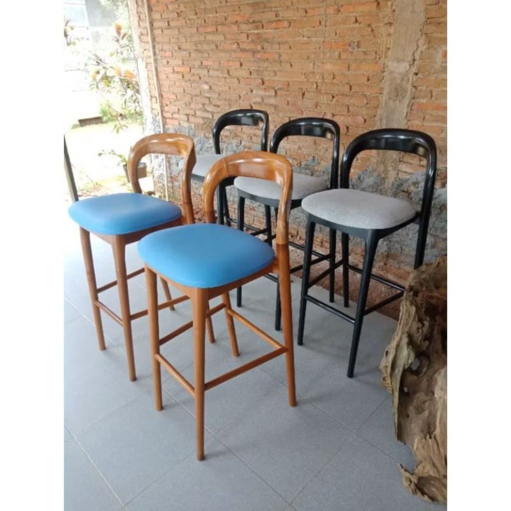 kursi cafe bar kayu jati - kursi mini bar -kursi stool tinggi -kursi cafe kayu jati