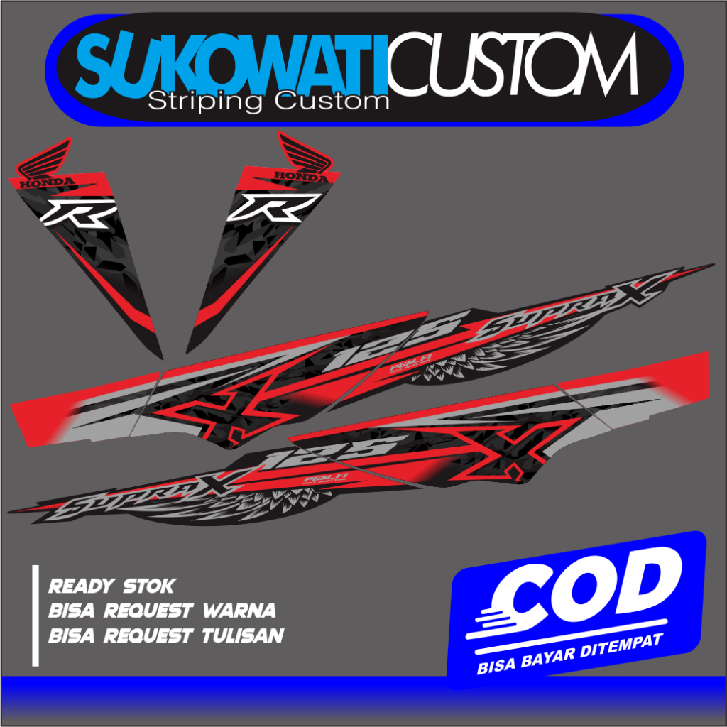 STRIPING STICKER HONDA SUPRA X 125 BATMAN VARIASI KPH STYLE LIS MOTOR