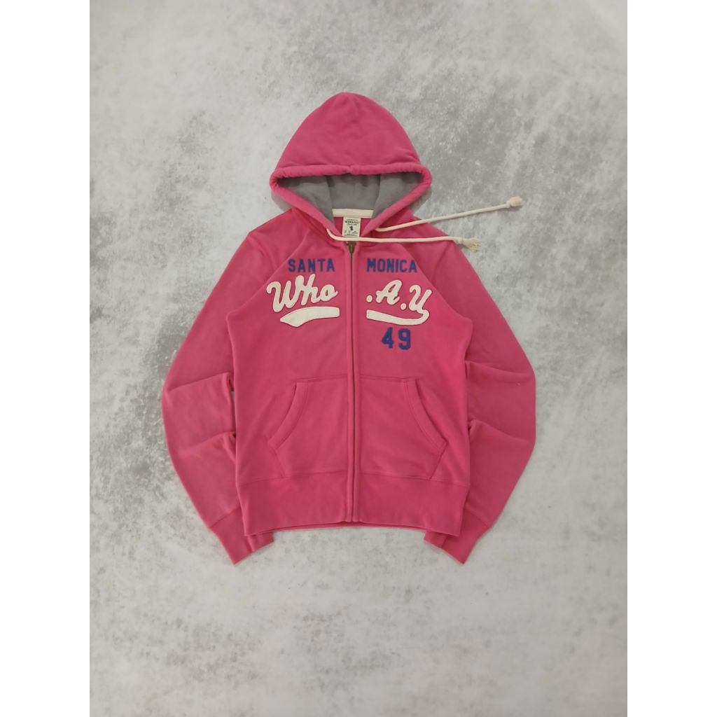 ZIPPER HOODIE WHO AU PINK SZ S
