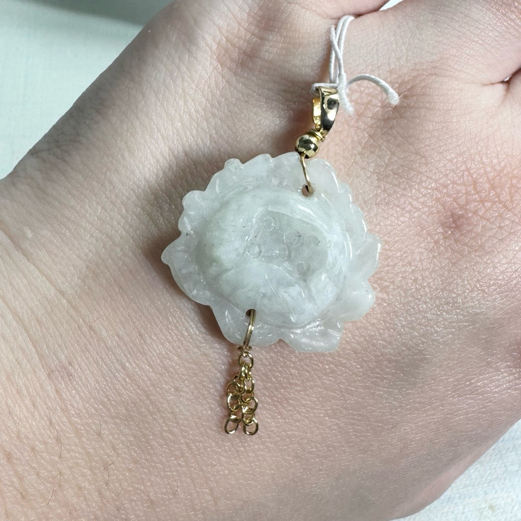 liontin lotus teratai giok jade jadeite burma type a